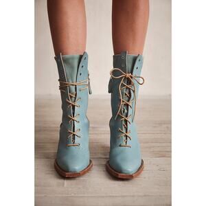 Free People Canyon Lace Up Boots - 6.5 - Mineral Blue
